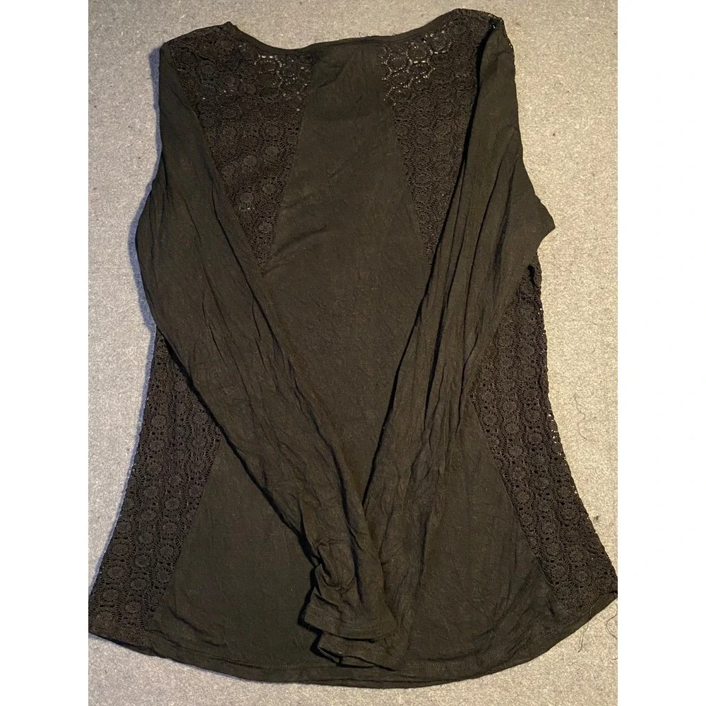Vintage‎ HARLEY DAVIDSON Lace Back Rhinestone Women's LONG SLEEVE black SMALL